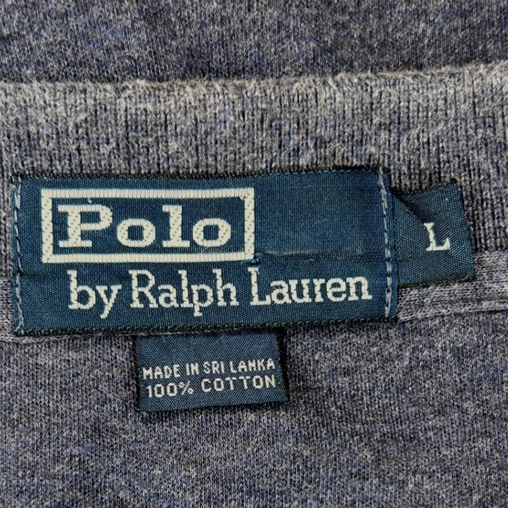 Polo Ralph Lauren Long Sleeve Polo Large Men's Charcoal Gray Heather Cotton Pony - Picture 4 of 7